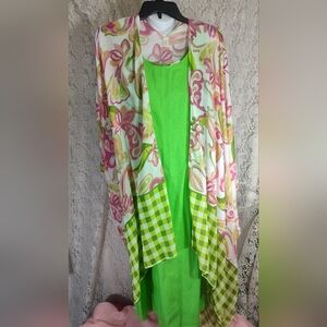 Maxi Kimono Lime green pink 3 pcs